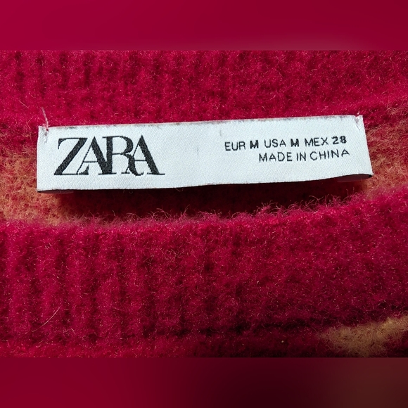Zara Argyle Pink And Orange Sweater Size Med.  SUPER SOFT Worn Once - Picture 3 of 6